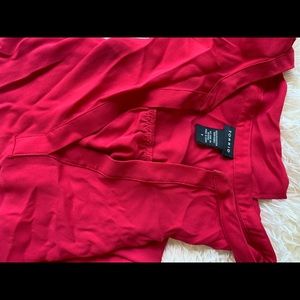 Hot pink chiffon top with v cut!